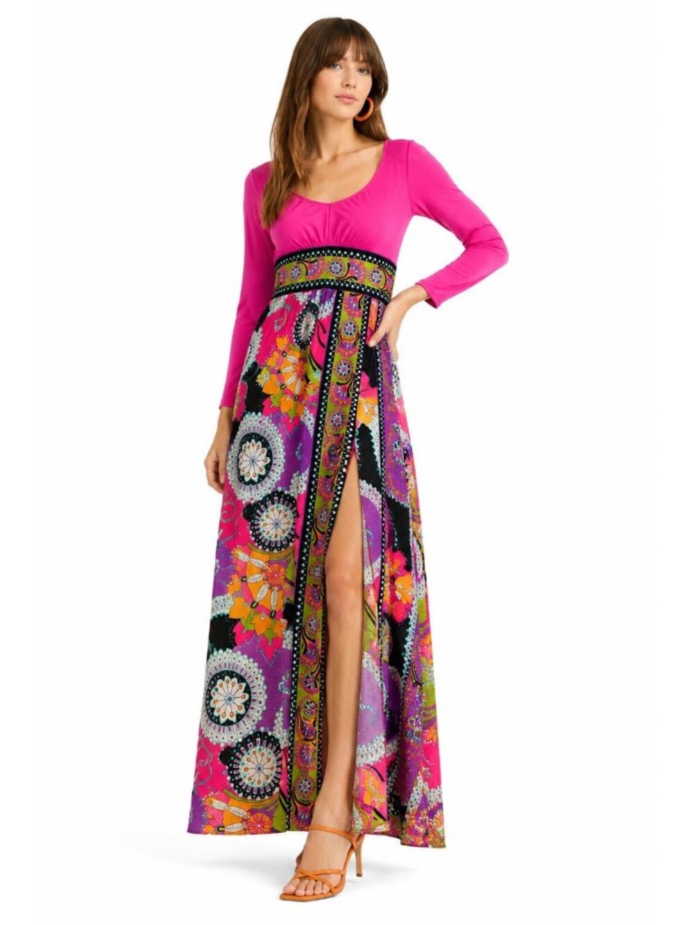 vintage 60s PSYCHEDELIC MOD MAXI DRESS XS  groovy statement luxury hostess